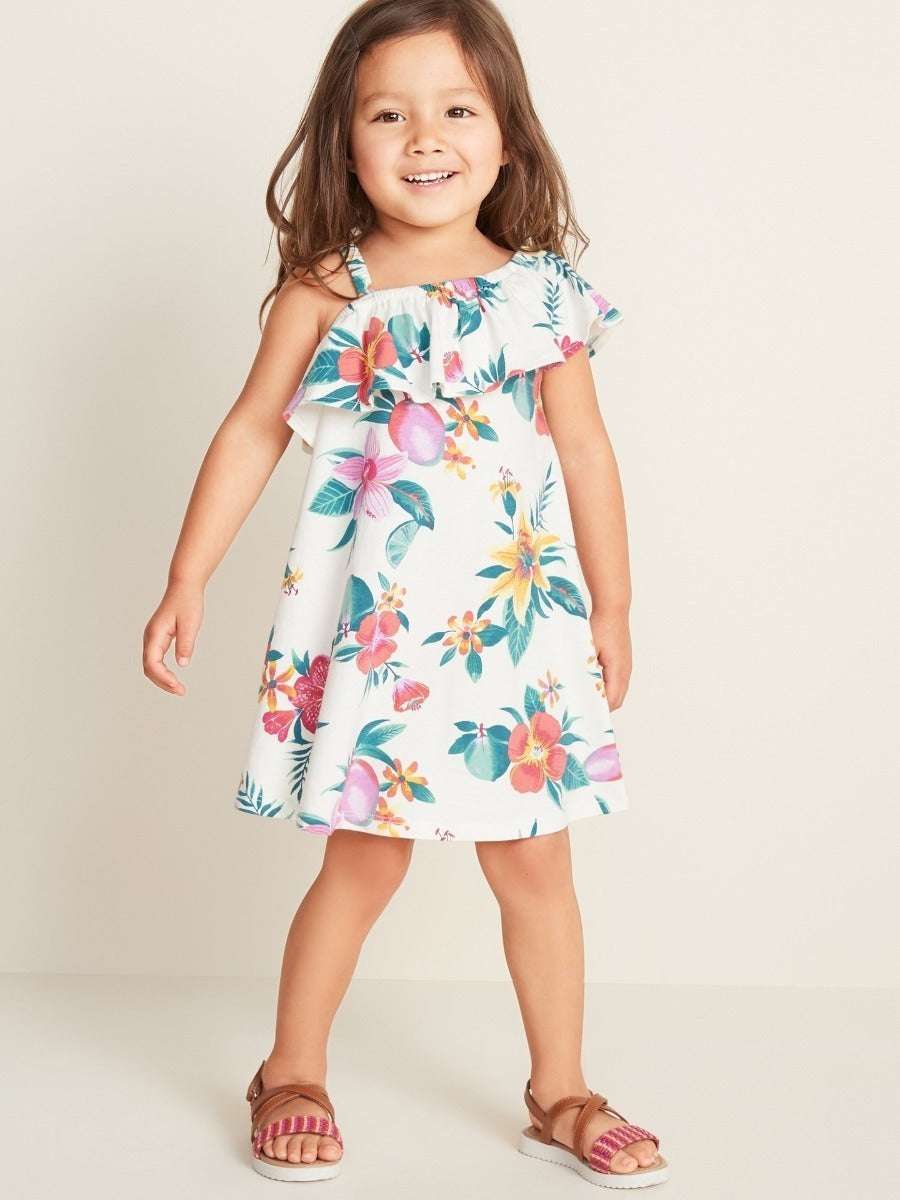 Dress Anak Perempuan - One Shoulder Floral Swing Dress [CG-OGD 12]